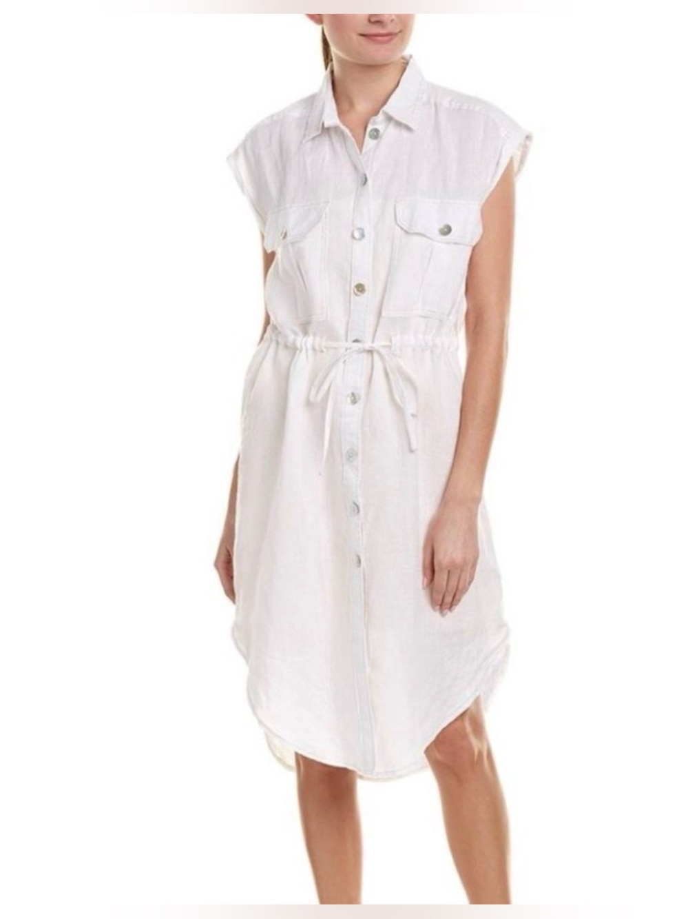 Free People White Linen-Blend Shirt Dress